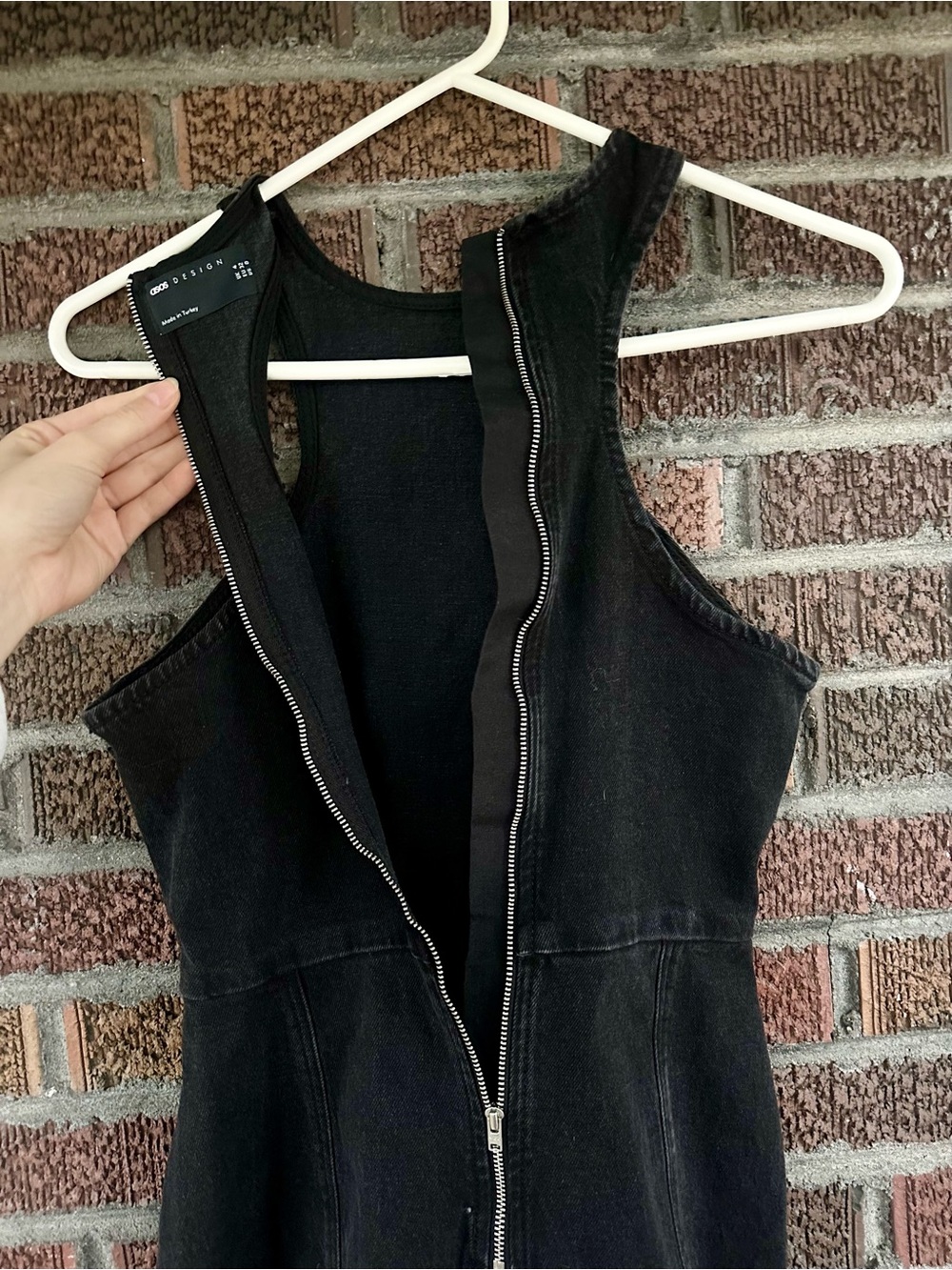 ASOS Denim Racer Dress In Washed Black, Size 0 - Picture 10 of 11